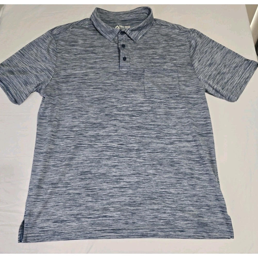Tec One Explorer Men's Large Polo Shirt One-Wick Blue/White